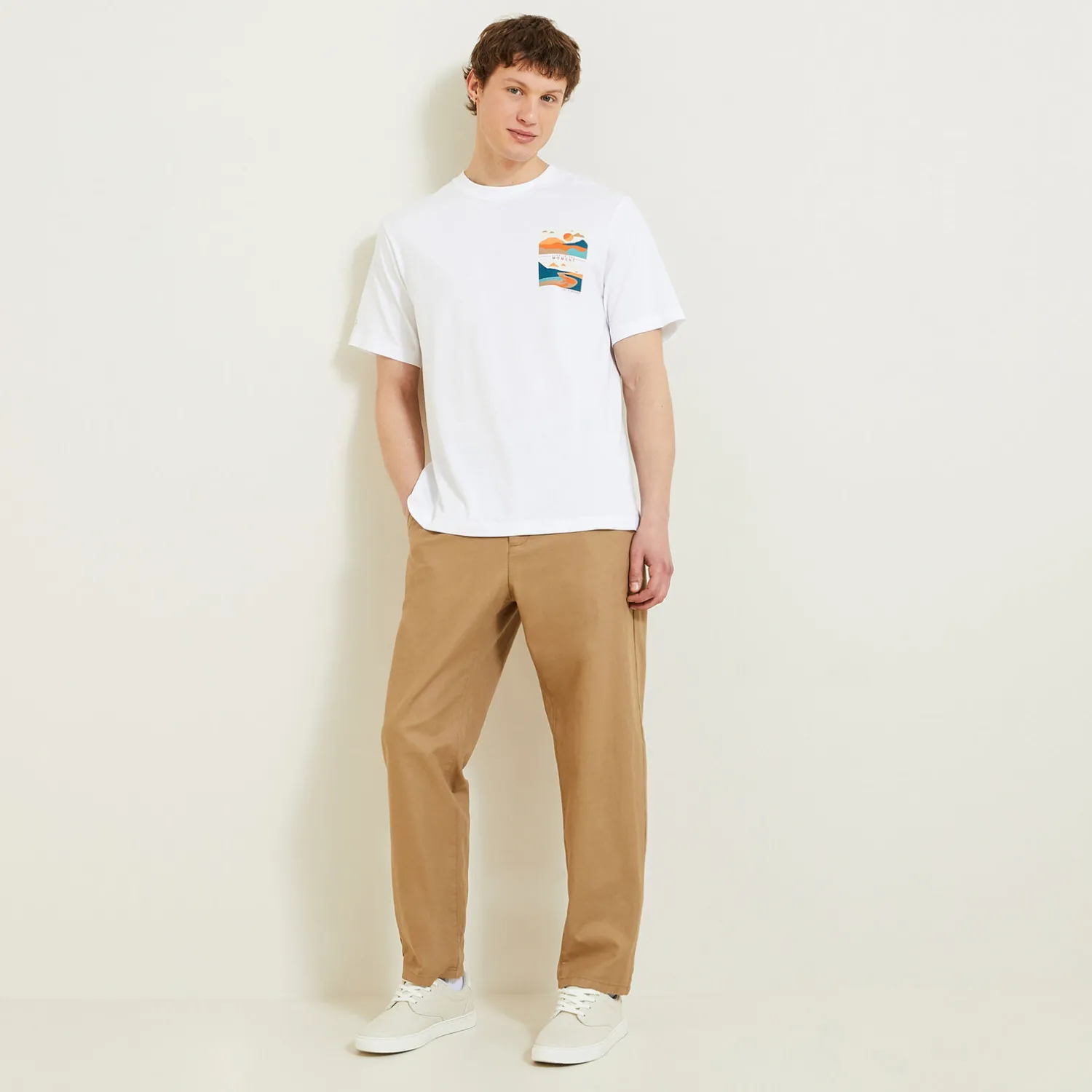 Jules Tee shirt col rond imprimé placé paysage- T-shirt