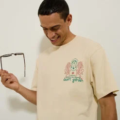 Jules Tee shirt col rond imprimé tigre en coton- T-shirt