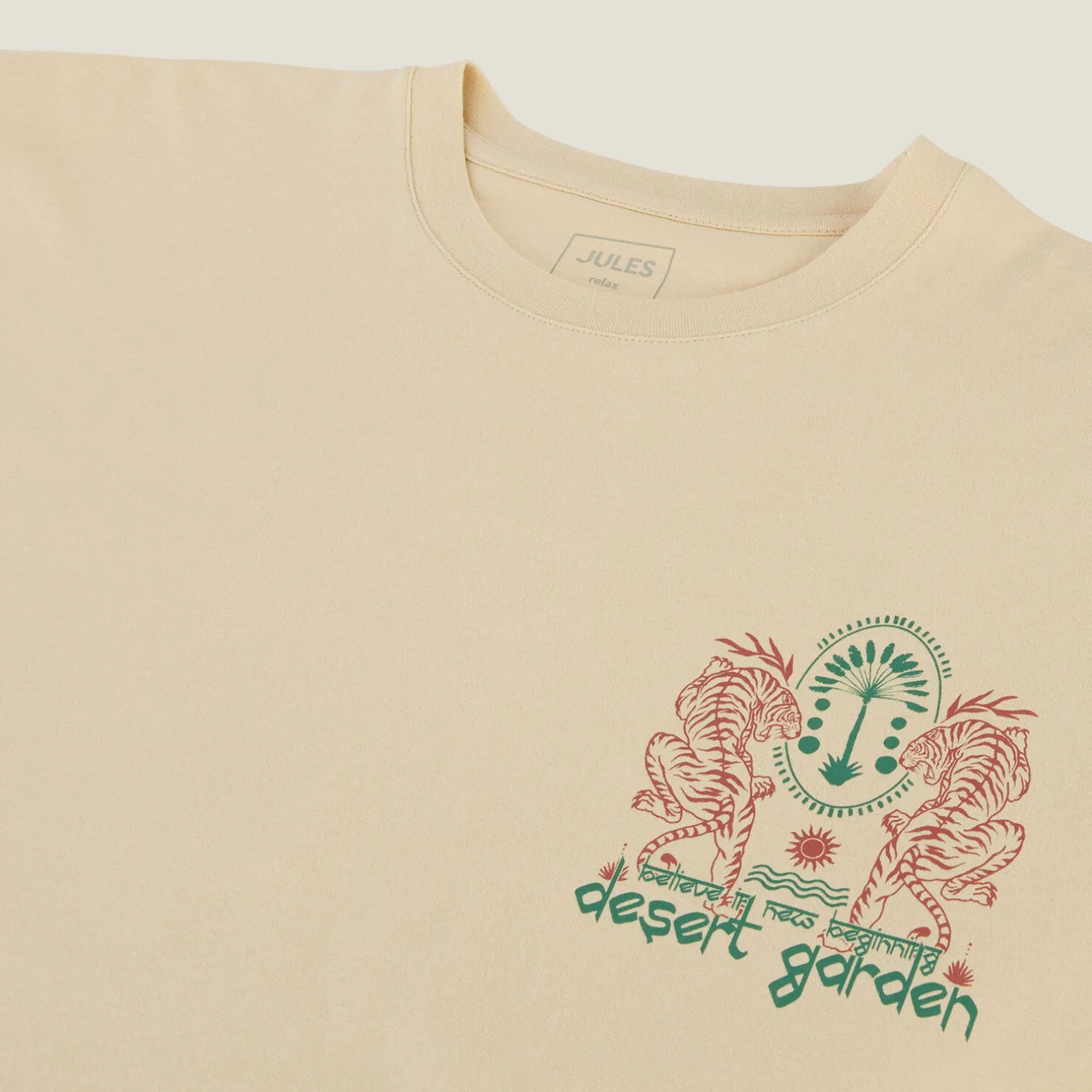 Jules Tee shirt col rond imprimé tigre en coton- T-shirt