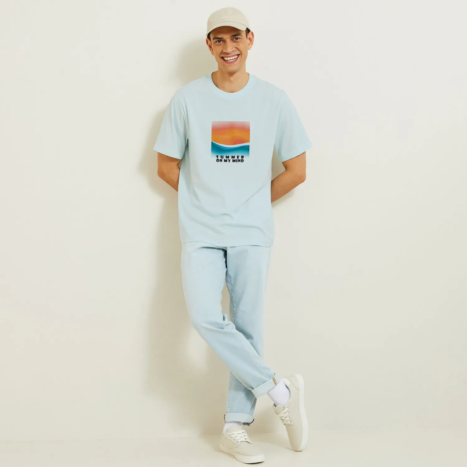 Jules Tee shirt col rond imprimé paysage- T-shirt