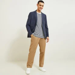 Jules Tee shirt col rond marinière brodé- T-shirt