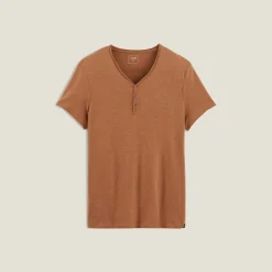 Jules Tee shirt col tunisien matière flammée- T-shirt