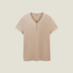 Jules Tee shirt col tunisien matière flammée- T-shirt