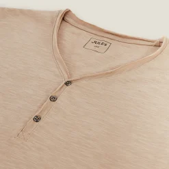 Jules Tee shirt col tunisien matière flammée- T-shirt