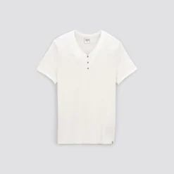 Jules Tee shirt col tunisien matière flammée- T-shirt