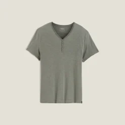 Jules Tee shirt col tunisien matière flammée- T-shirt