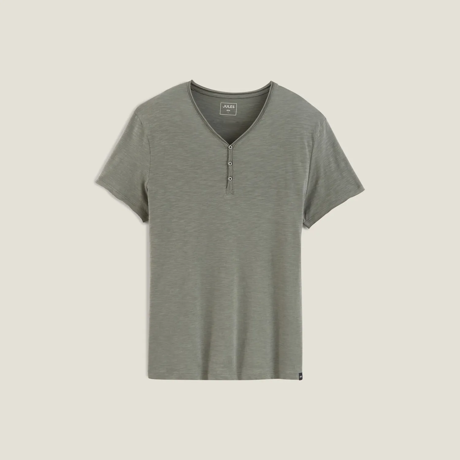 Jules Tee shirt col tunisien matière flammée- T-shirt