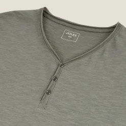 Jules Tee shirt col tunisien matière flammée- T-shirt