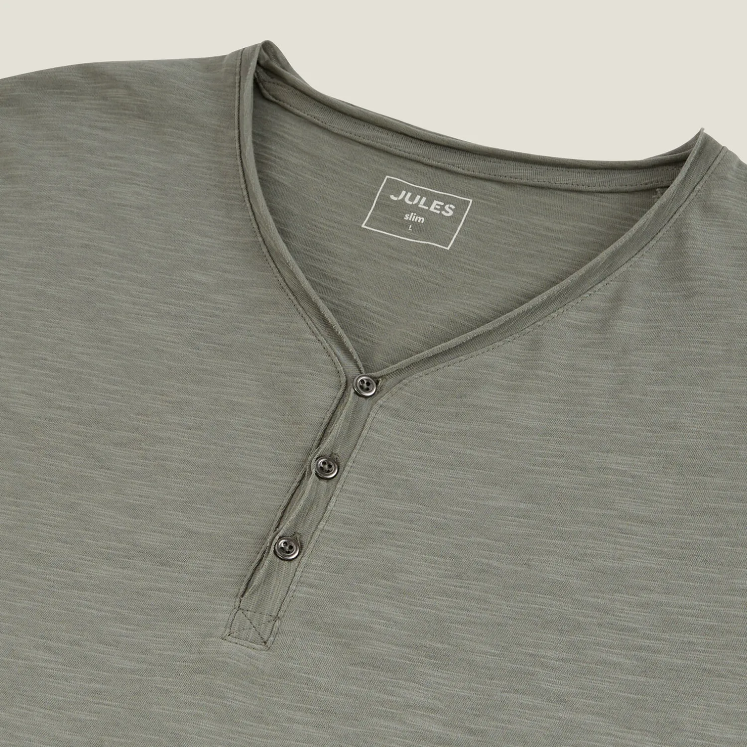 Jules Tee shirt col tunisien matière flammée- T-shirt