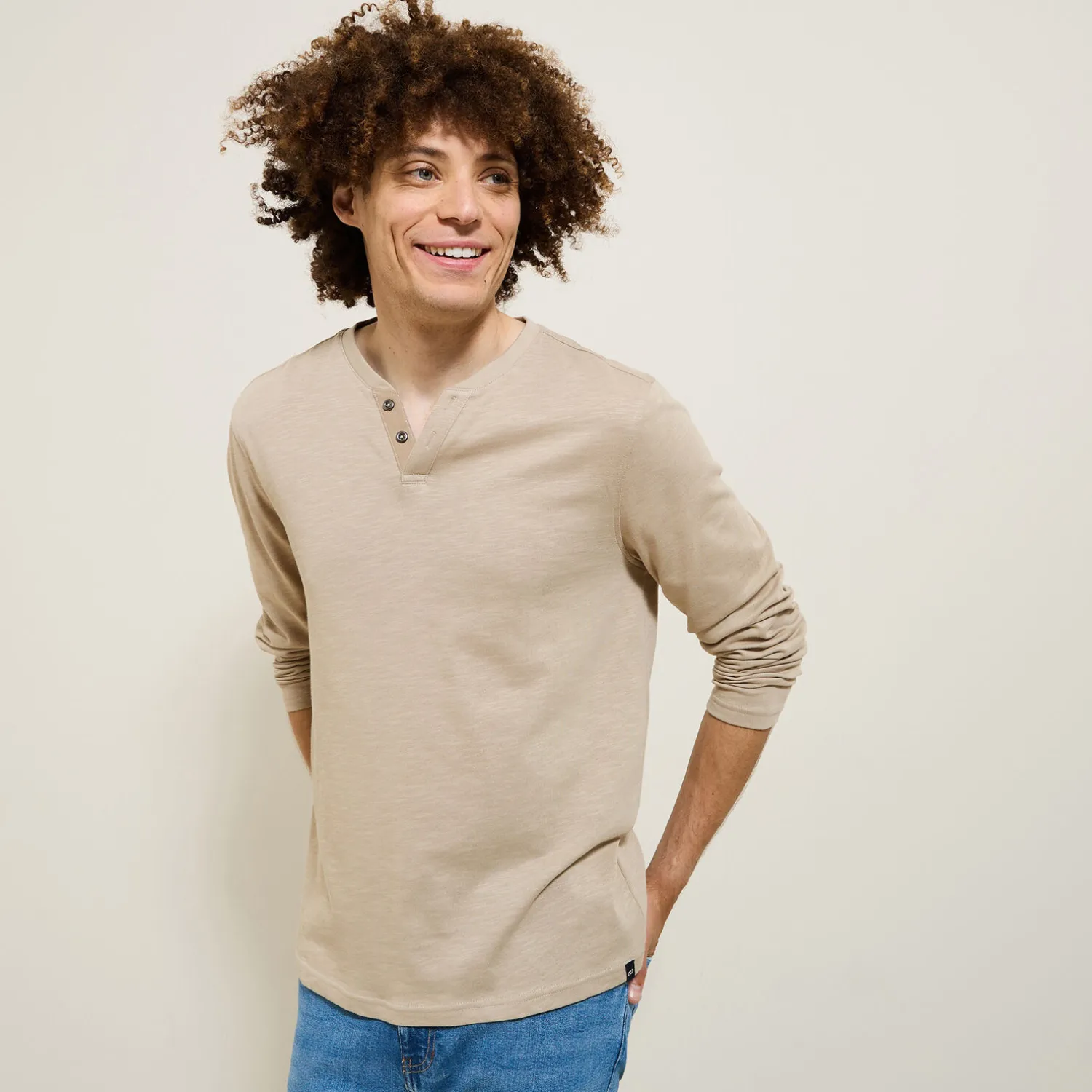 Jules Tee shirt col tunisien manches longues- T-shirt