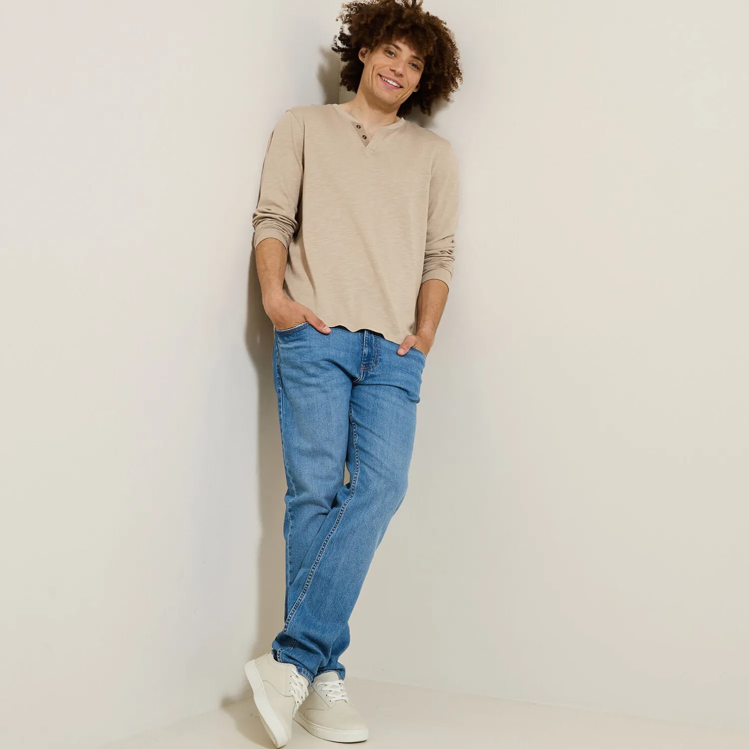 Jules Tee shirt col tunisien manches longues- T-shirt