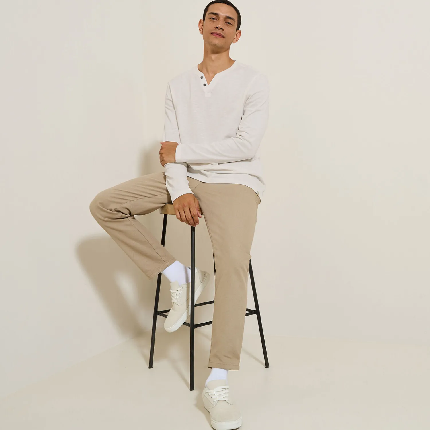 Jules Tee shirt col tunisien manches longues- T-shirt