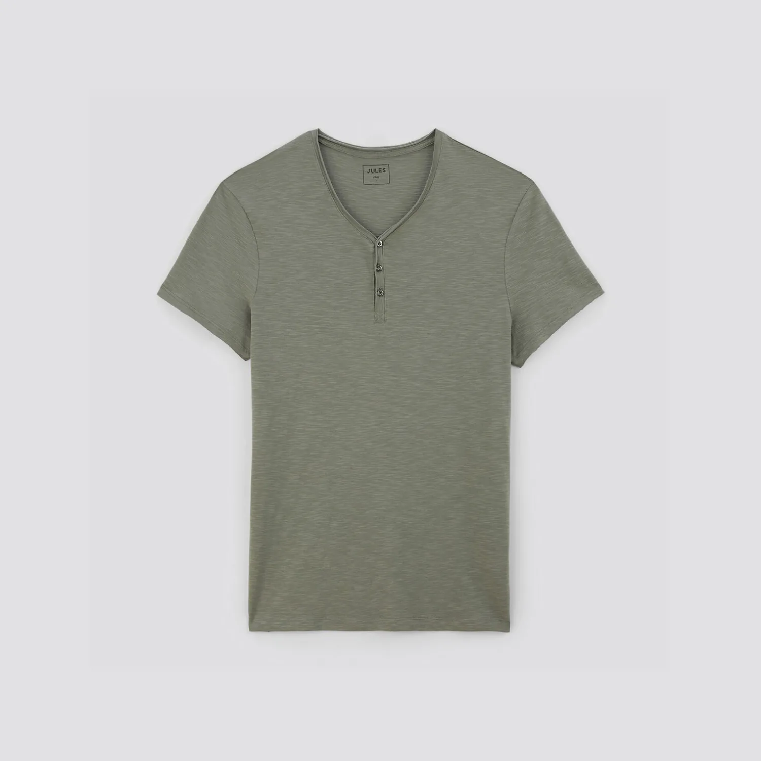 Jules Tee shirt col tunisien matière flammée- T-shirt