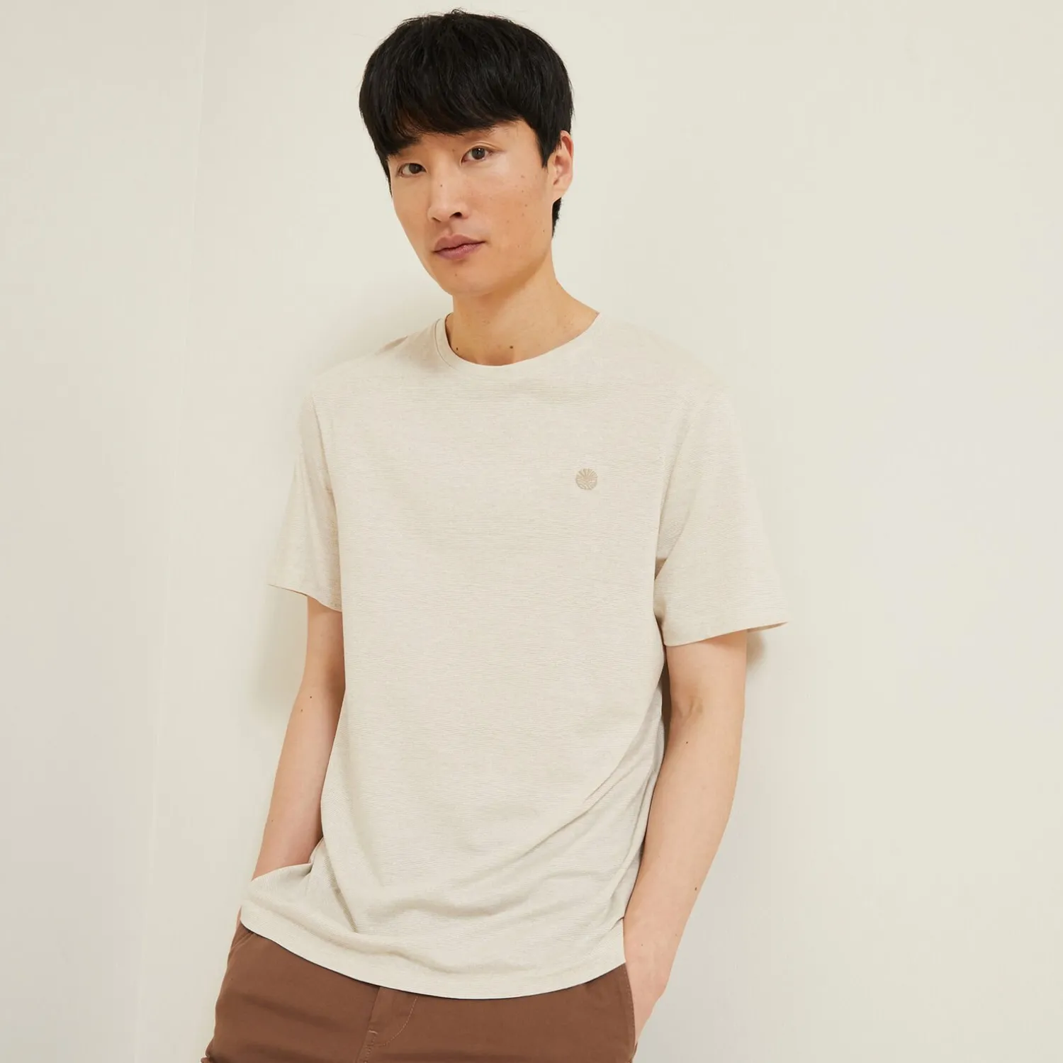 Jules Tee shirt effet microrayé broderie poitrine- Smart Casual|T-shirt