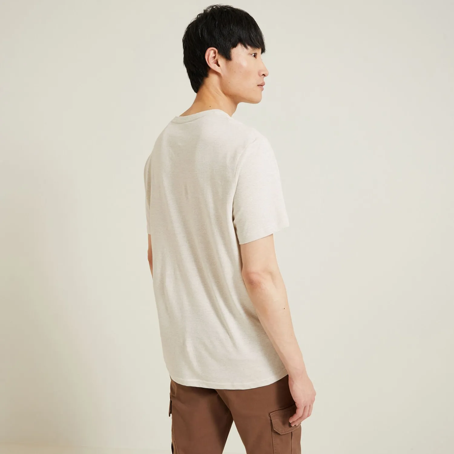 Jules Tee shirt effet microrayé broderie poitrine- Smart Casual|T-shirt