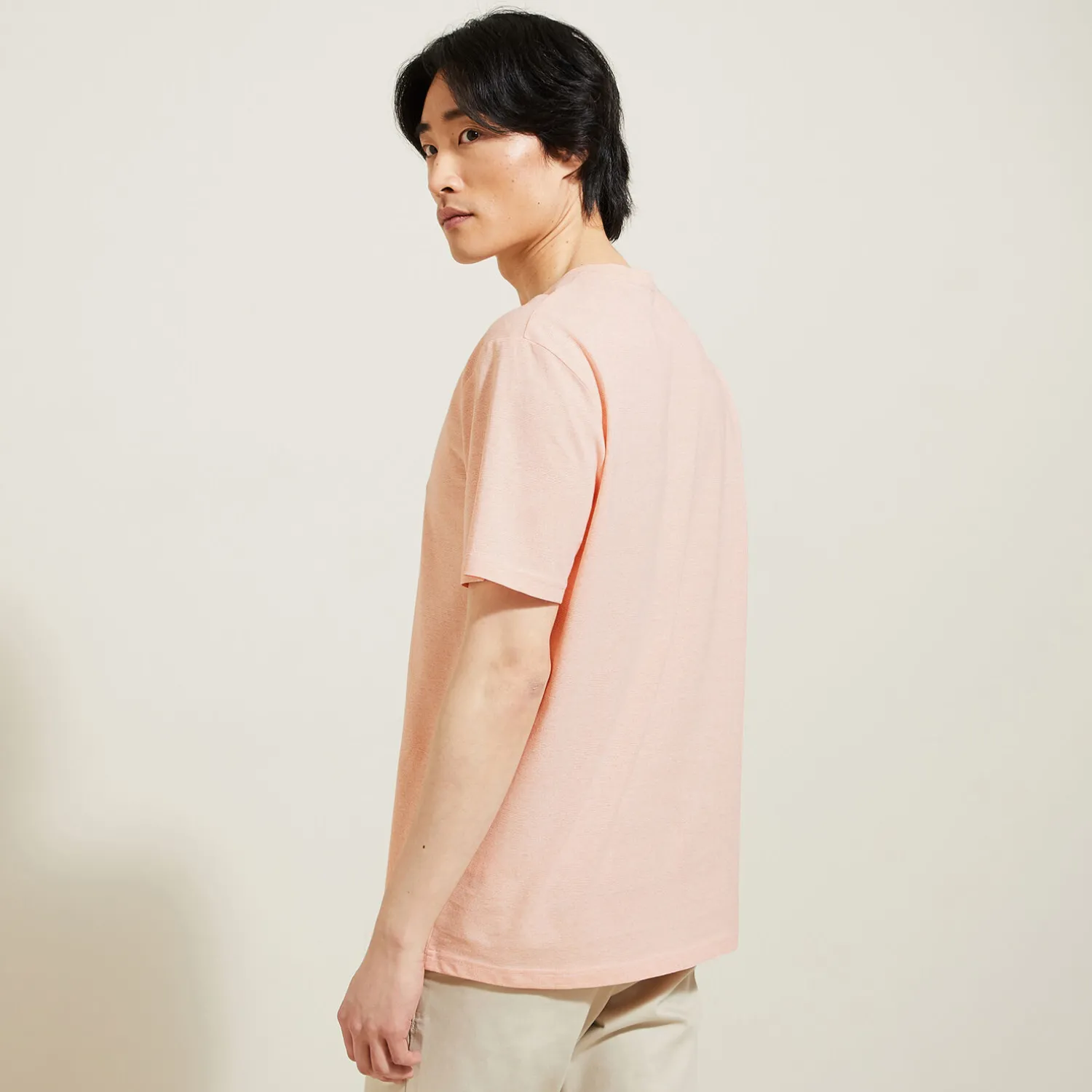 Jules Tee shirt effet microrayé broderie poitrine- T-shirt