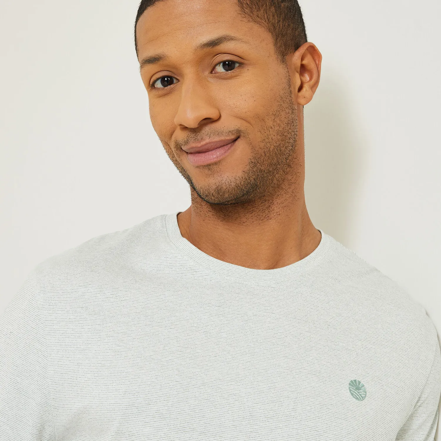 Jules Tee shirt effet microrayé broderie poitrine- T-shirt