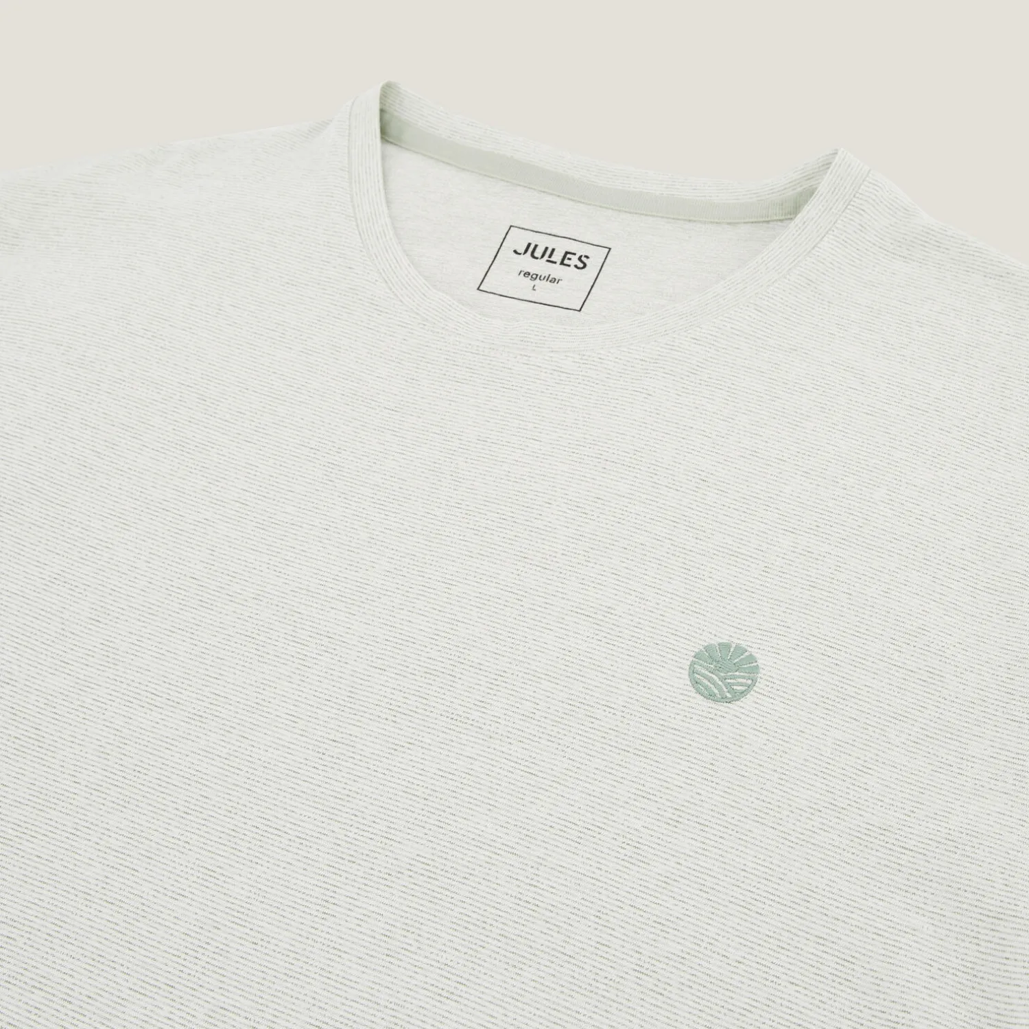 Jules Tee shirt effet microrayé broderie poitrine- T-shirt
