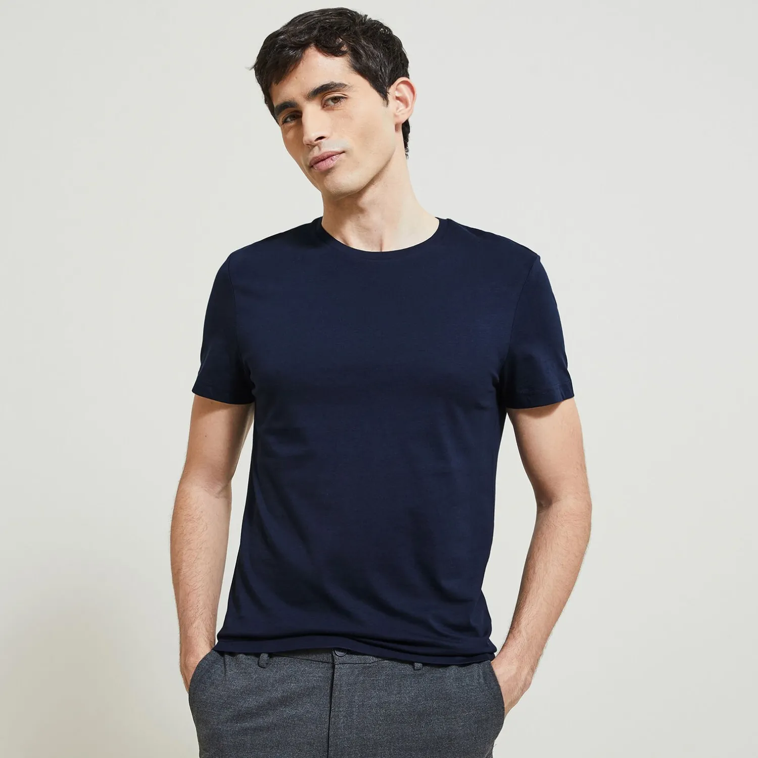 Jules Tee shirt en coton col rond basique- Smart Casual|T-shirt