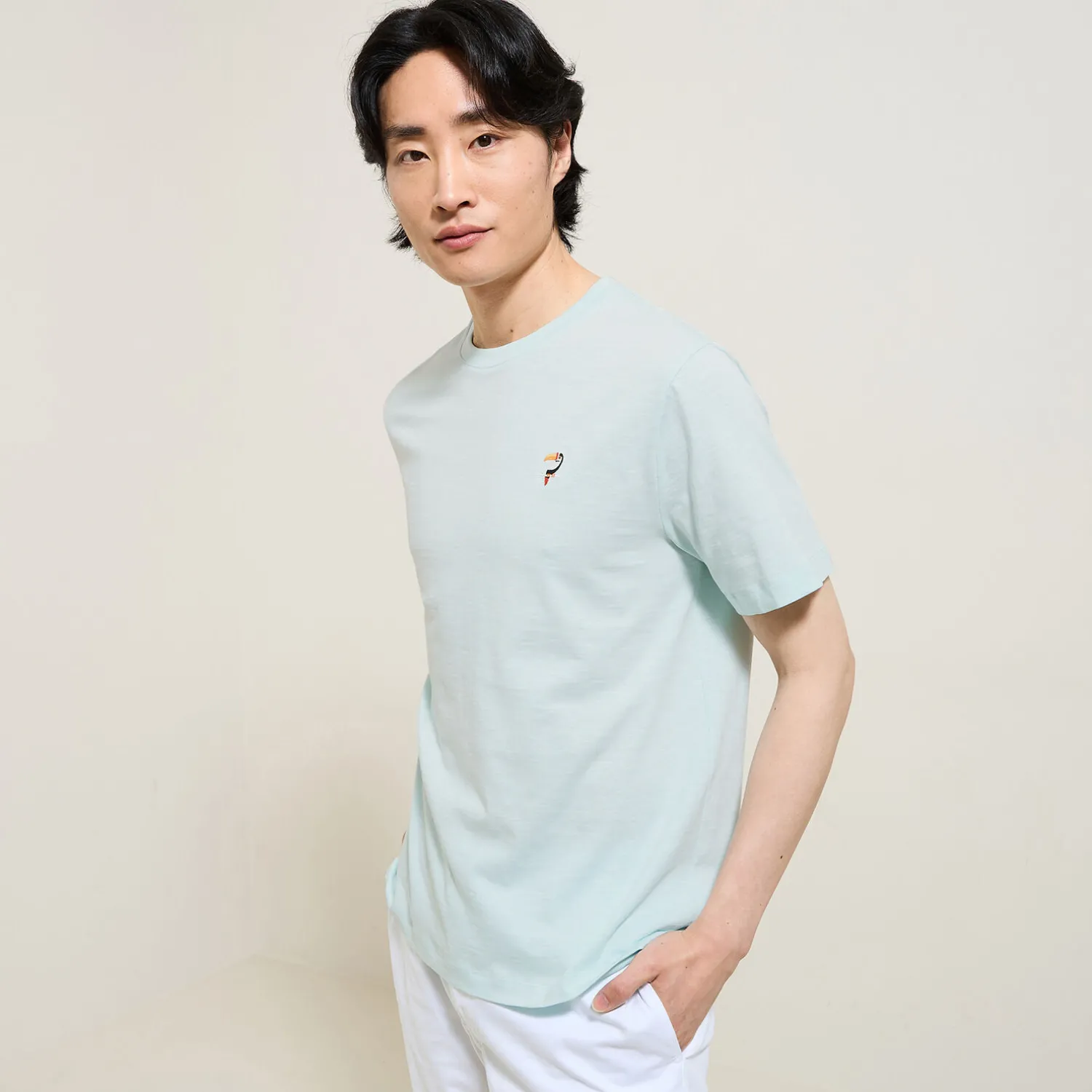 Jules Tee shirt matière flammée broderie poitrine- T-shirt