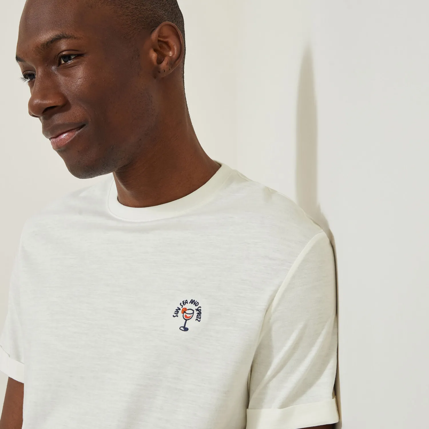 Jules Tee shirt matière flammée broderie poitrine- T-shirt