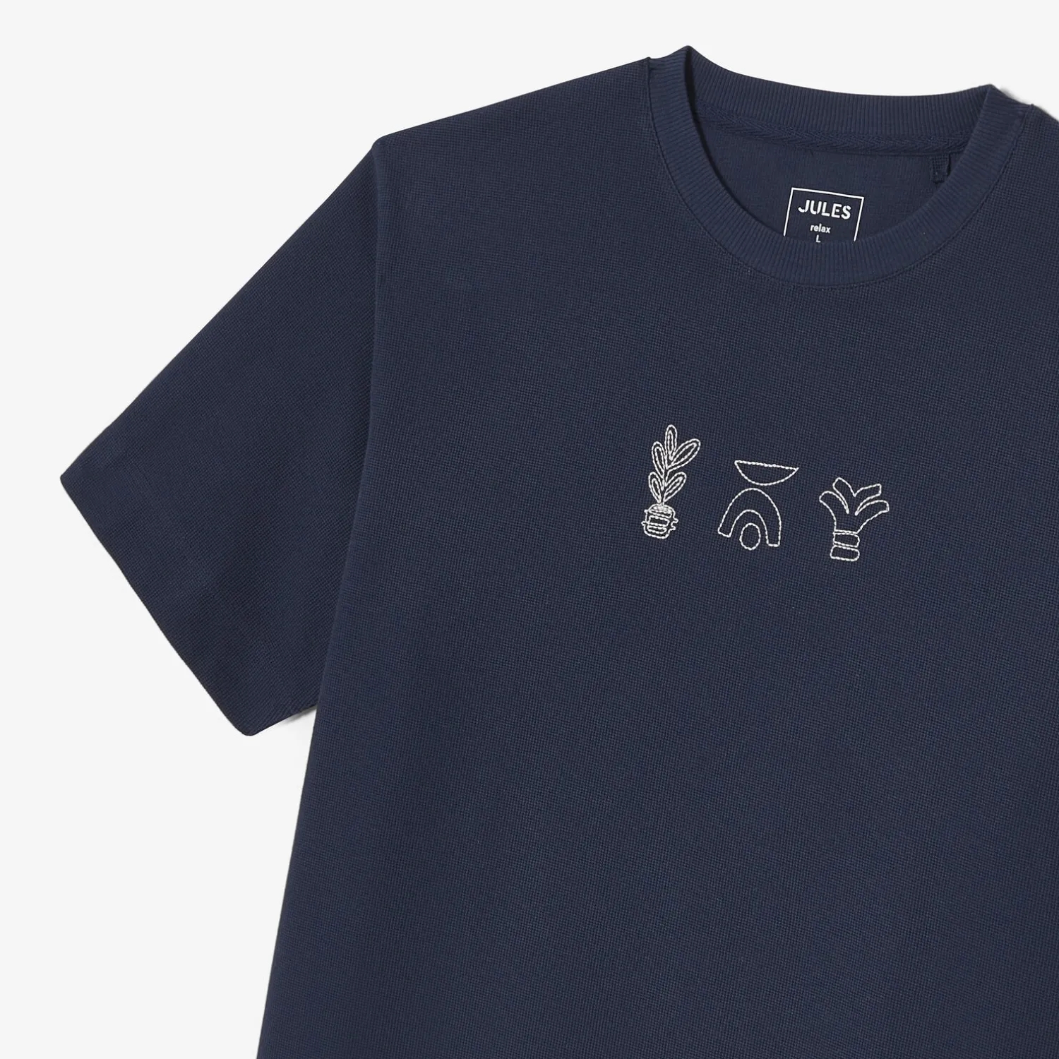 Jules Tee shirt matière gaufrée et broderie- T-shirt