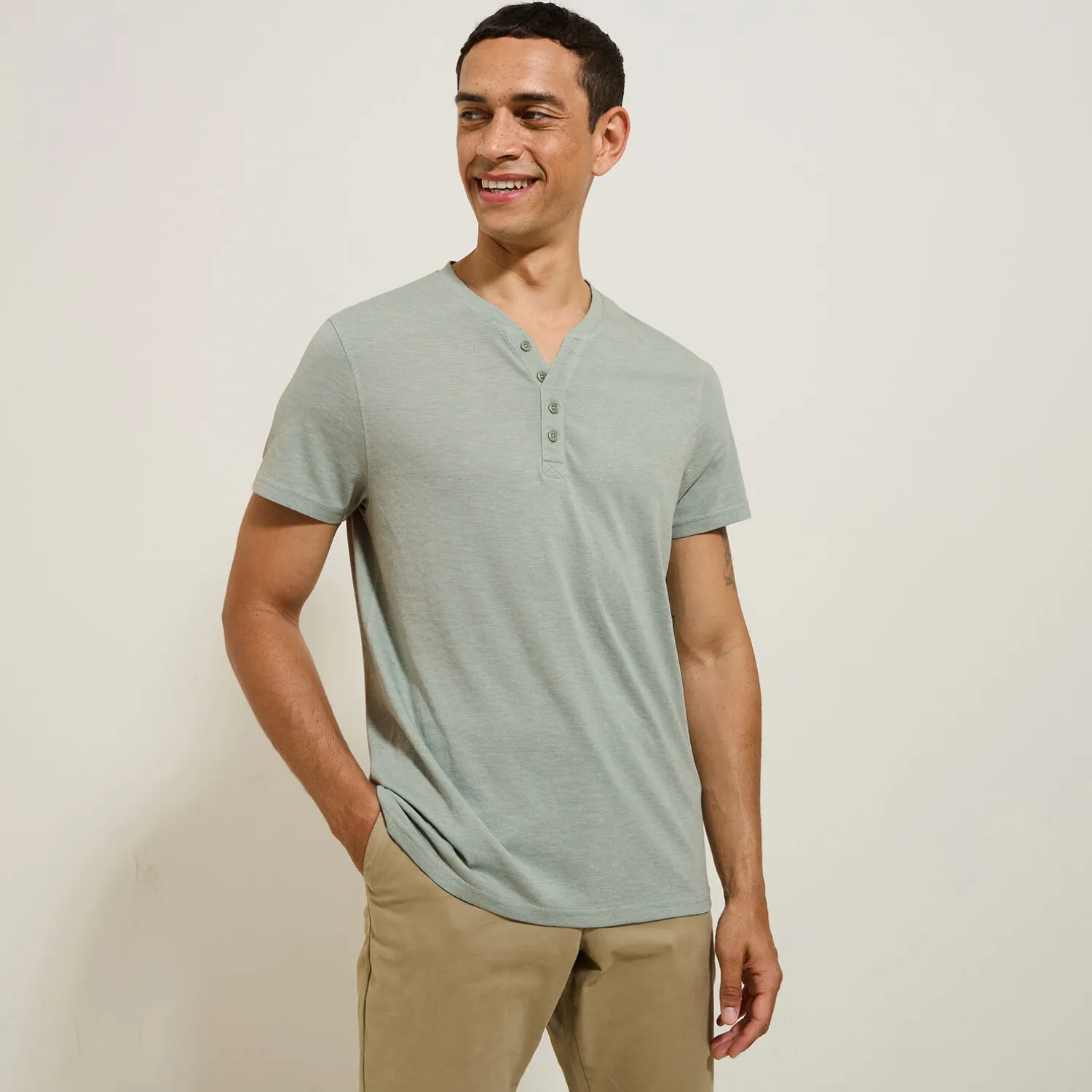 Jules Tee shirt slim col tunisien- T-shirt