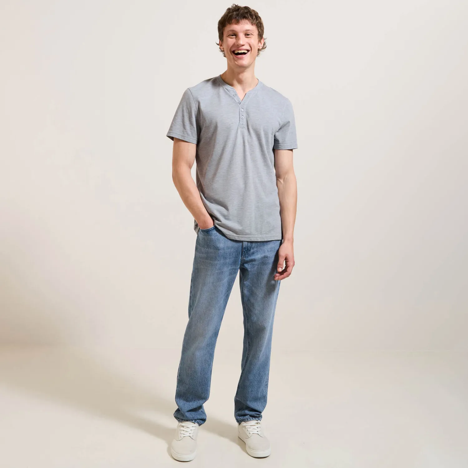 Jules Tee shirt slim col tunisien- T-shirt