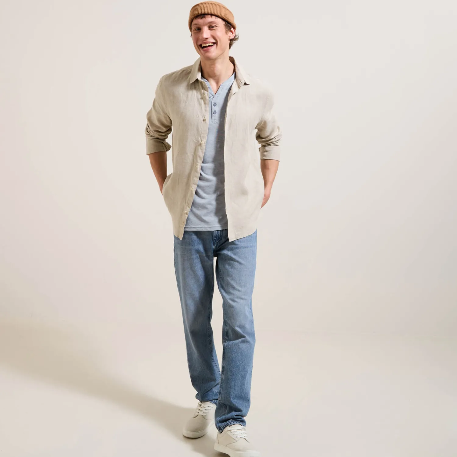 Jules Tee shirt slim col tunisien- T-shirt