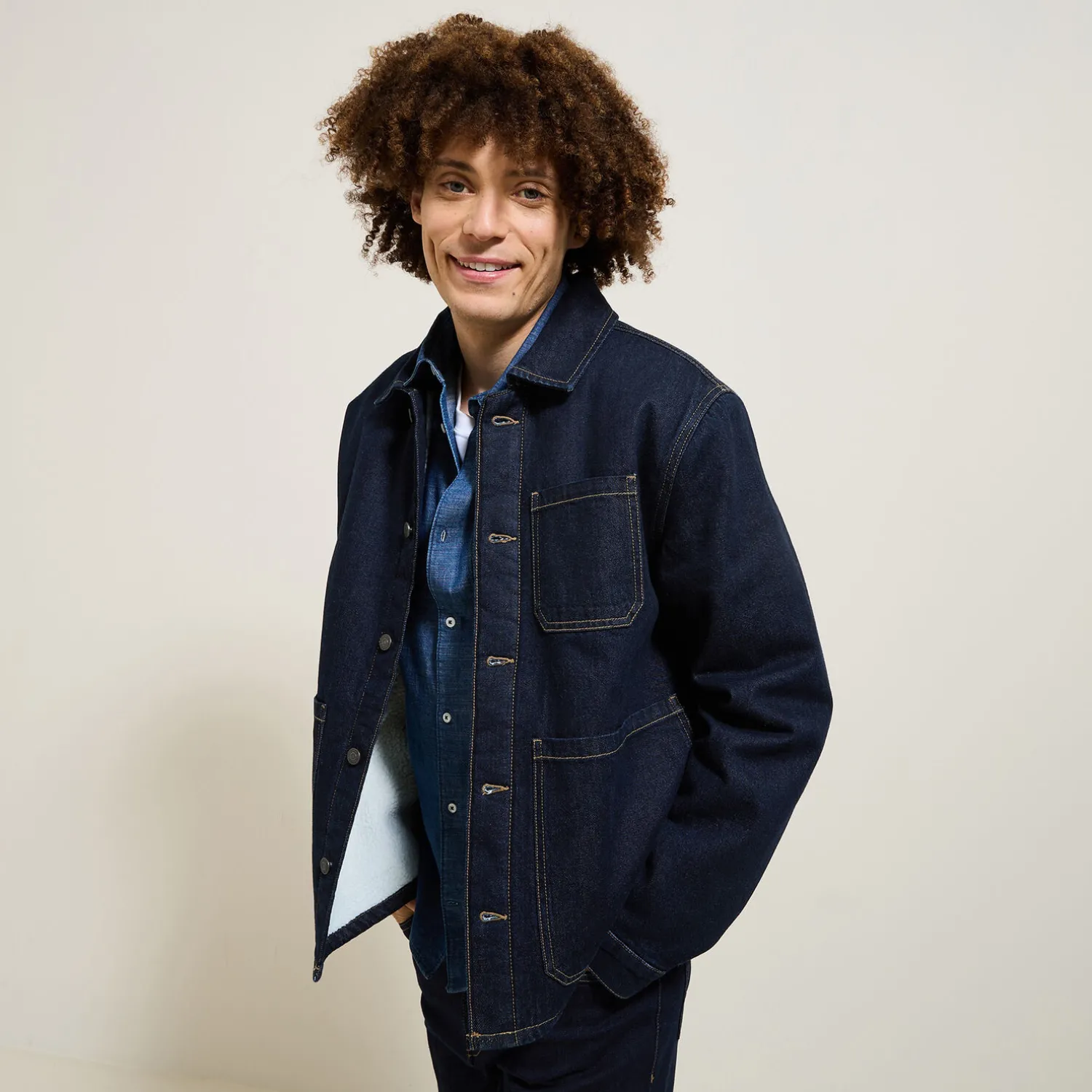 Jules Veste en jean doublée en sherpa- Manteau & Blouson